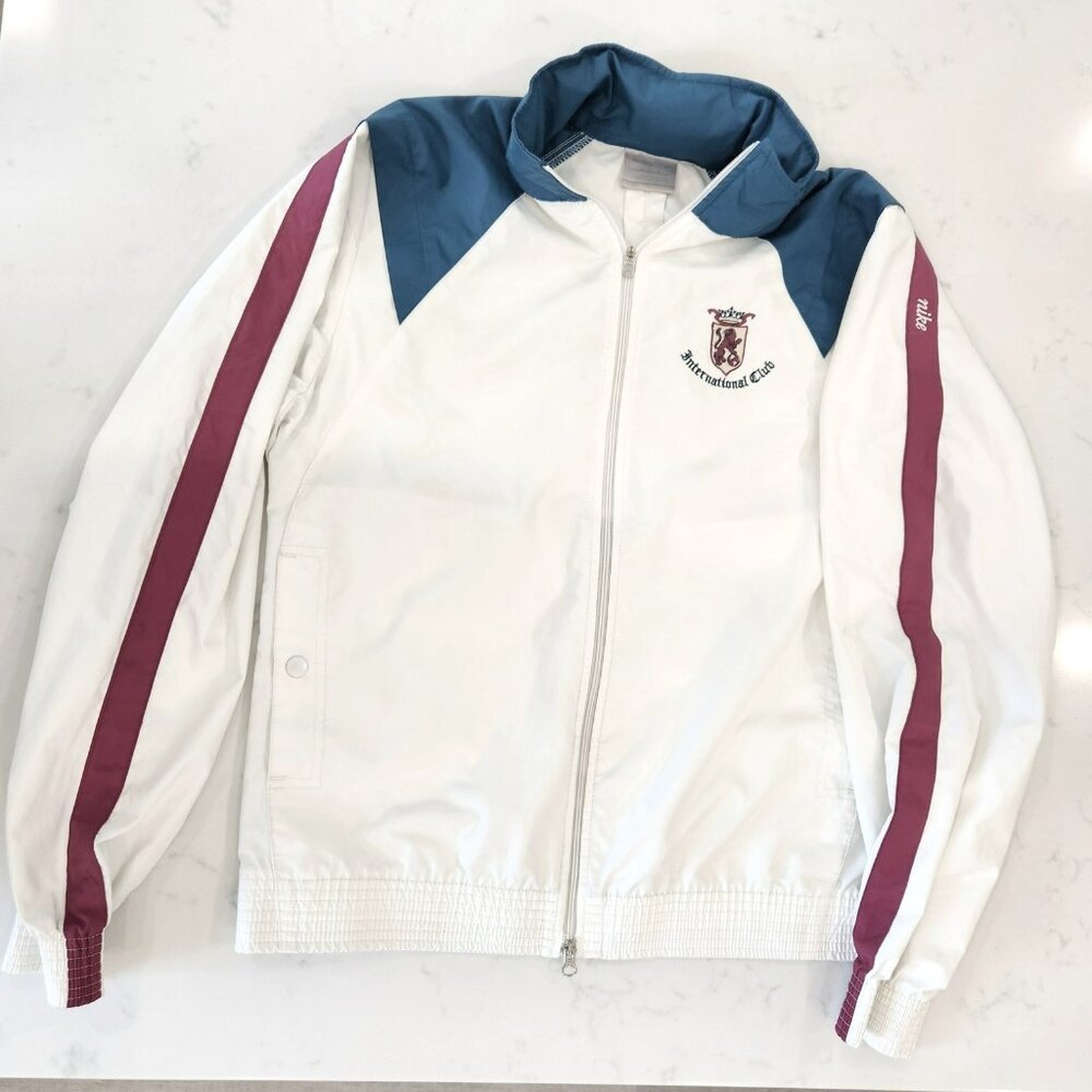 Women's Nike Fitstorm Full Zip Golf Jacket White International Club Vintage Med